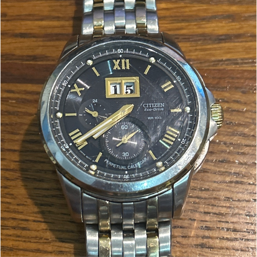 Men's Citizen Eco-Drive Watch One Size Silver Gold - Picture 1 of 4